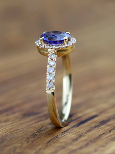 Blauer Saphir Ring mit Brillanten